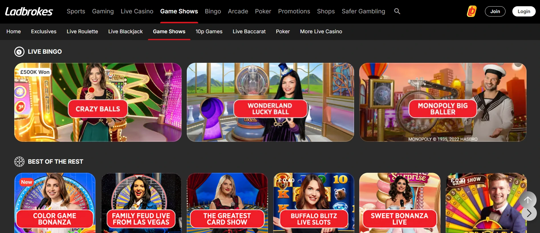 Ladbrokes Casino Seite